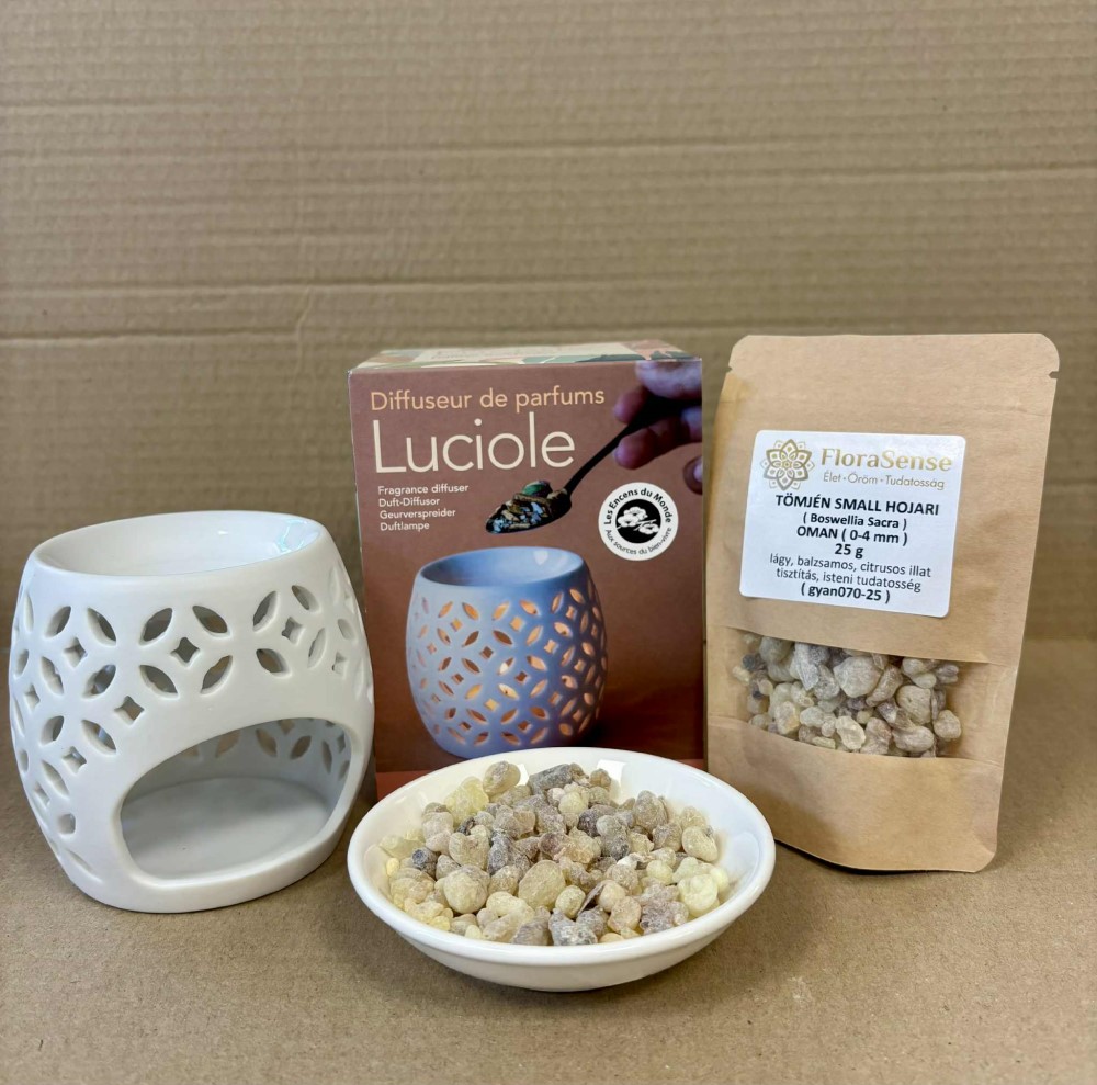 Aromandise LILY edény + 100% természetes ománi tömjén 25 g- szettben, kedvezőbb áron